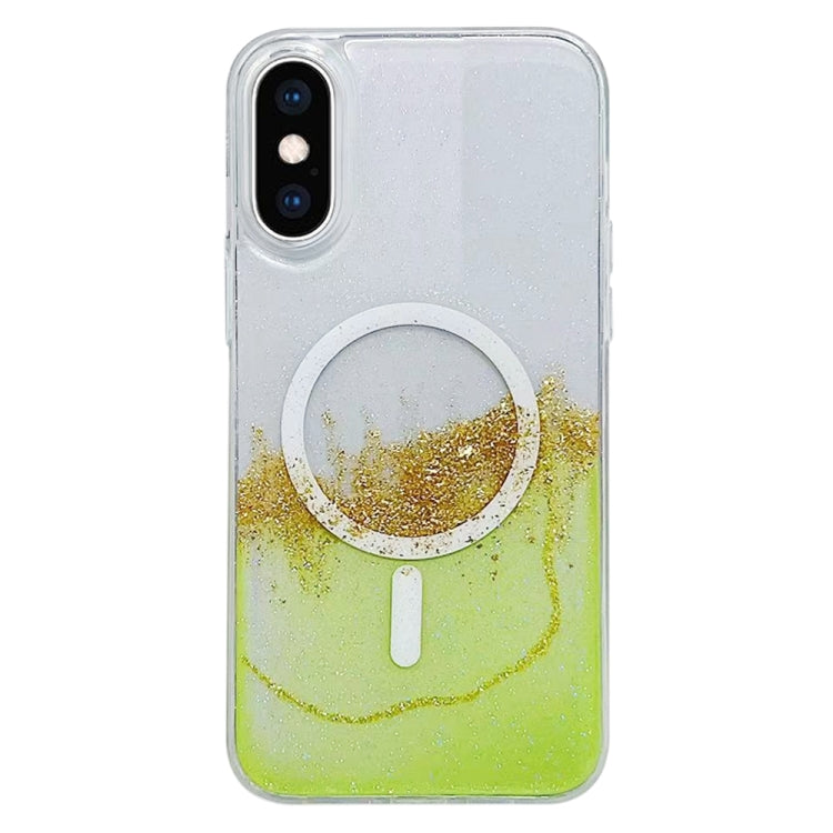 For iPhone XS Max Gilding MagSafe Hybrid Clear TPU Phone Case(Green) by buy2fix