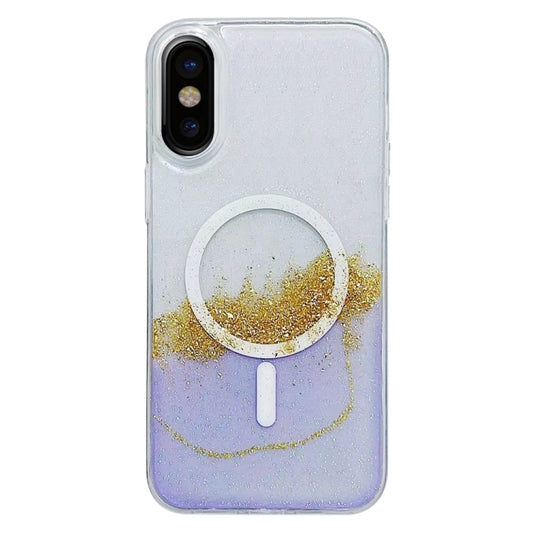 For iPhone X / XS Gilding MagSafe Hybrid Clear TPU Phone Case(Purple) - More iPhone Cases by buy2fix | Online Shopping UK | buy2fix