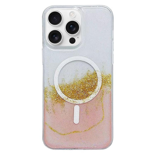 For iPhone 16 Pro Gilding MagSafe Hybrid Clear TPU Phone Case(Pink) - iPhone 16 Pro Cases by buy2fix | Online Shopping UK | buy2fix