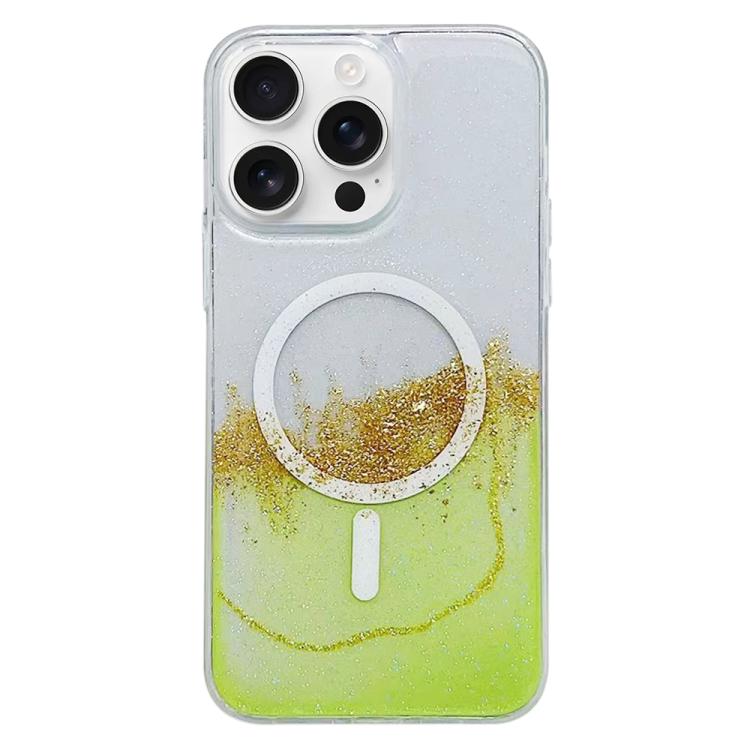 For iPhone 16 Pro Gilding MagSafe Hybrid Clear TPU Phone Case(Green) - iPhone 16 Pro Cases by buy2fix | Online Shopping UK | buy2fix