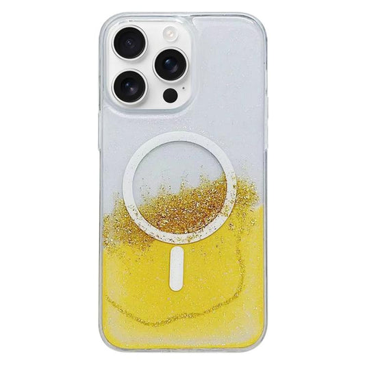 For iPhone 16 Pro Gilding MagSafe Hybrid Clear TPU Phone Case(Yellow) - iPhone 16 Pro Cases by buy2fix | Online Shopping UK | buy2fix