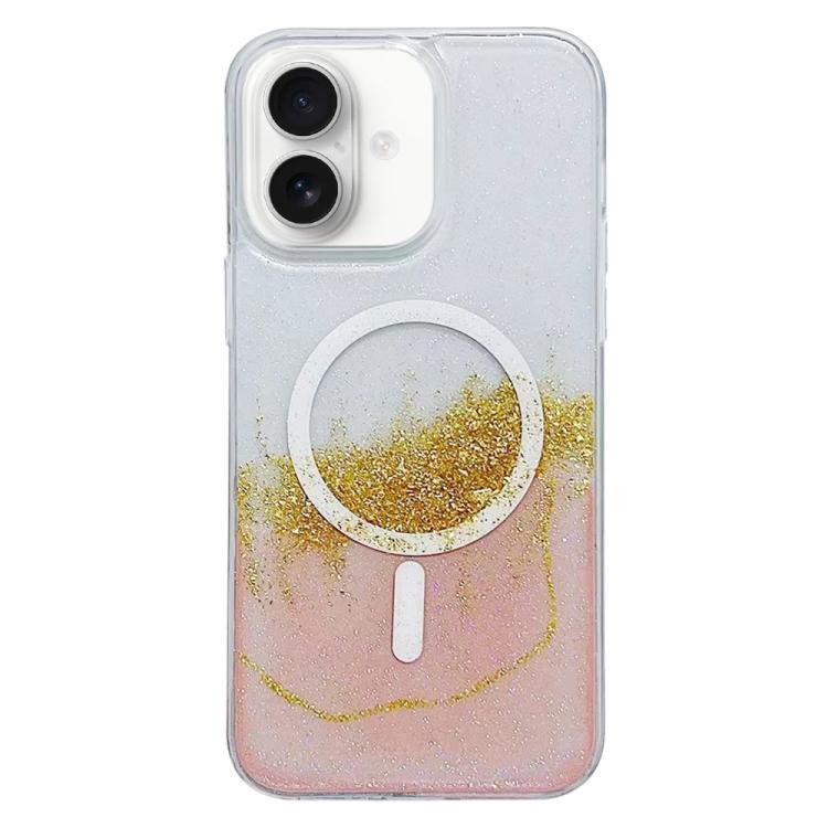 For iPhone 16 Plus Gilding MagSafe Hybrid Clear TPU Phone Case(Pink) - iPhone 16 Plus Cases by buy2fix | Online Shopping UK | buy2fix
