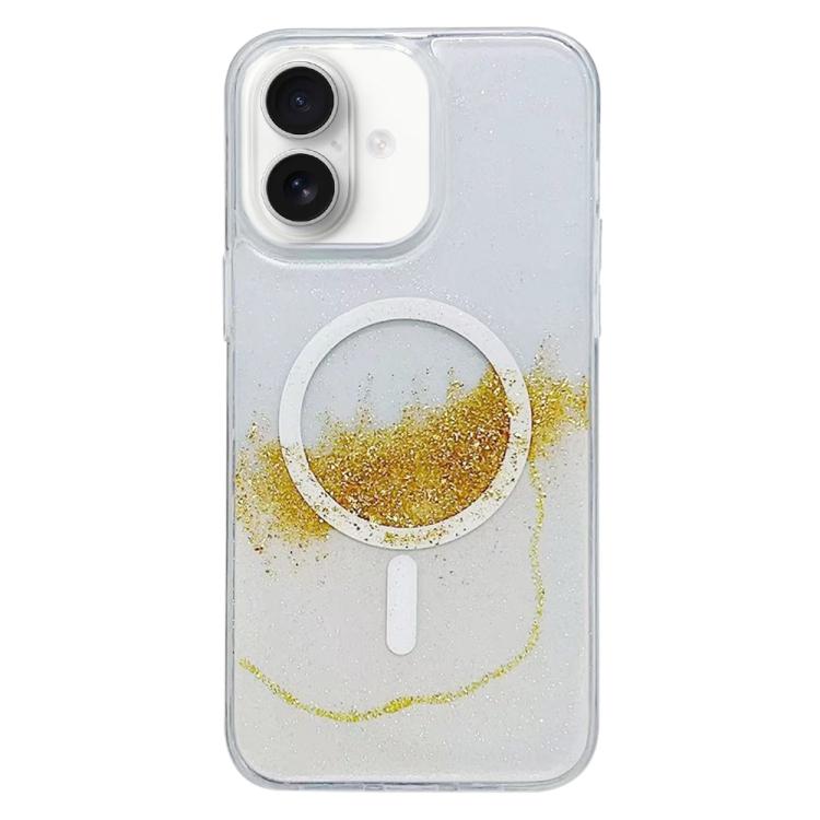 For iPhone 16 Plus Gilding MagSafe Hybrid Clear TPU Phone Case(White) - iPhone 16 Plus Cases by buy2fix | Online Shopping UK | buy2fix