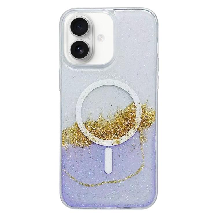 For iPhone 16 Plus Gilding MagSafe Hybrid Clear TPU Phone Case(Purple) - iPhone 16 Plus Cases by buy2fix | Online Shopping UK | buy2fix