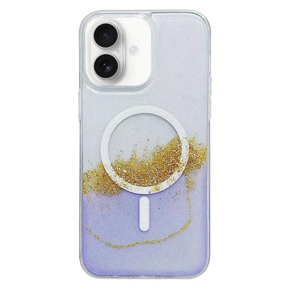 For iPhone 16 Plus Gilding MagSafe Hybrid Clear TPU Phone Case(Purple) - iPhone 16 Plus Cases by buy2fix | Online Shopping UK | buy2fix