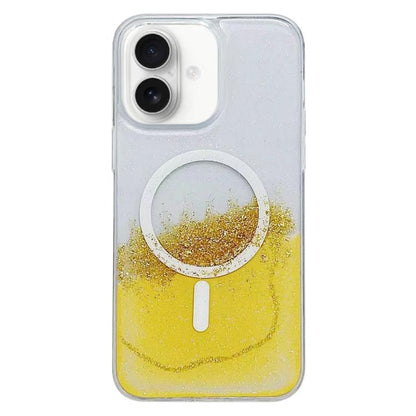 For iPhone 16 Plus Gilding MagSafe Hybrid Clear TPU Phone Case(Yellow) - iPhone 16 Plus Cases by buy2fix | Online Shopping UK | buy2fix