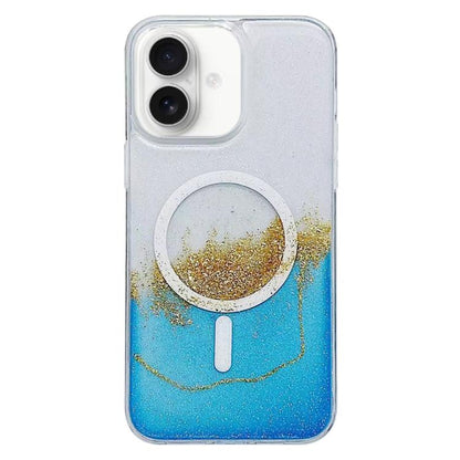 For iPhone 16 Plus Gilding MagSafe Hybrid Clear TPU Phone Case(Blue) - iPhone 16 Plus Cases by buy2fix | Online Shopping UK | buy2fix