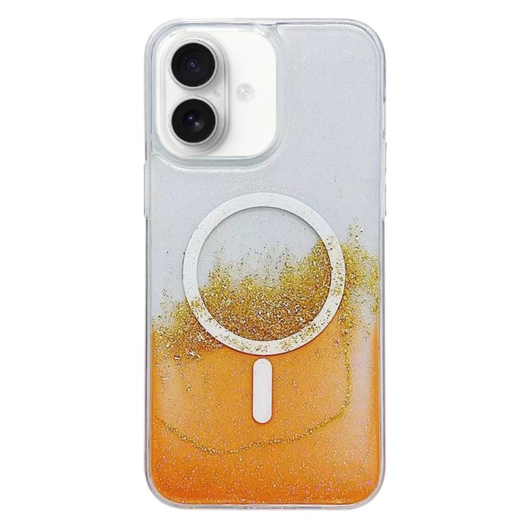For iPhone 16 Plus Gilding MagSafe Hybrid Clear TPU Phone Case(Orange) - iPhone 16 Plus Cases by buy2fix | Online Shopping UK | buy2fix
