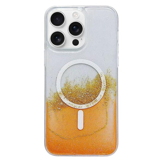 For iPhone 16 Pro Max Gilding MagSafe Hybrid Clear TPU Phone Case(Orange) - iPhone 16 Pro Max Cases by buy2fix | Online Shopping UK | buy2fix