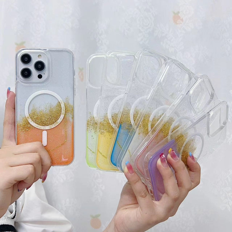 For iPhone 14 Gilding MagSafe Hybrid Clear TPU Phone Case(White) - iPhone 14 Cases by buy2fix | Online Shopping UK | buy2fix