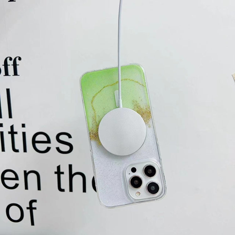 For iPhone 15 Gilding MagSafe Hybrid Clear TPU Phone Case(White) - iPhone 15 Cases by buy2fix | Online Shopping UK | buy2fix