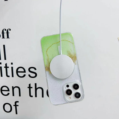 For iPhone 14 Gilding MagSafe Hybrid Clear TPU Phone Case(White) - iPhone 14 Cases by buy2fix | Online Shopping UK | buy2fix