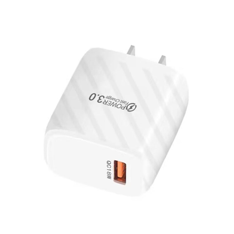 TE-005 USB3.0 QC3.0 18W 3A Interface Mobile Phone Fast Charger, US Plug(White) by buy2fix