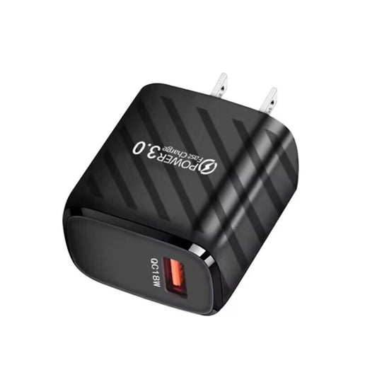 TE-005 USB3.0 QC3.0 18W 3A Interface Mobile Phone Fast Charger, US Plug(Black) by buy2fix