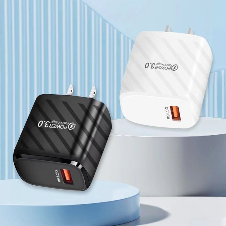 TE-005 USB3.0 QC3.0 18W 3A Interface Mobile Phone Fast Charger, US Plug(White) by buy2fix