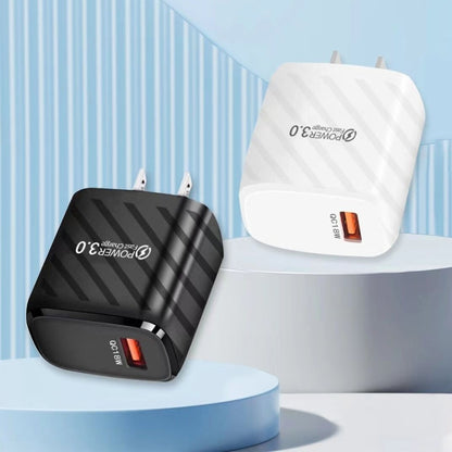 TE-005 USB3.0 QC3.0 18W 3A Interface Mobile Phone Fast Charger, US Plug(White) by buy2fix