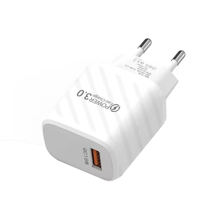 TE-005 USB3.0 QC3.0 18W 3A Interface Mobile Phone Fast Charger, EU Plug(White) by buy2fix