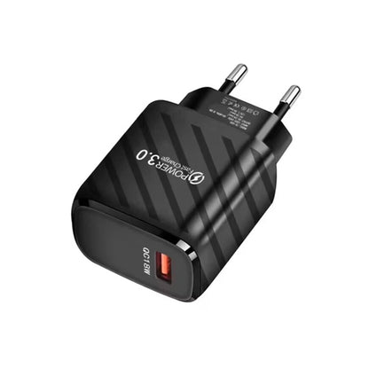 TE-005 USB3.0 QC3.0 18W 3A Interface Mobile Phone Fast Charger, EU Plug(Black) by buy2fix