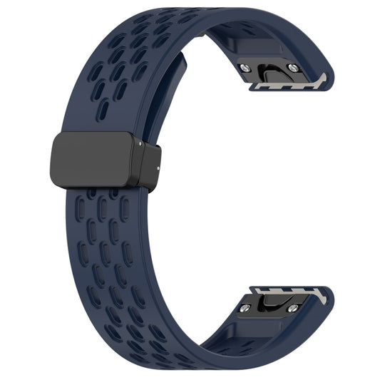 For Garmin Epix Pro 42mm Hole Folding Buckle 20mm Silicone Watch Band(Midnight Blue) - Watch Bands by buy2fix | Online Shopping UK | buy2fix