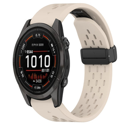 For Garmin Epix Pro 42mm Hole Folding Buckle 20mm Silicone Watch Band(Starlight Color) - Watch Bands by buy2fix | Online Shopping UK | buy2fix