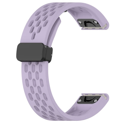 For Garmin Epix Pro 42mm Hole Folding Buckle 20mm Silicone Watch Band(Purple) - Watch Bands by buy2fix | Online Shopping UK | buy2fix