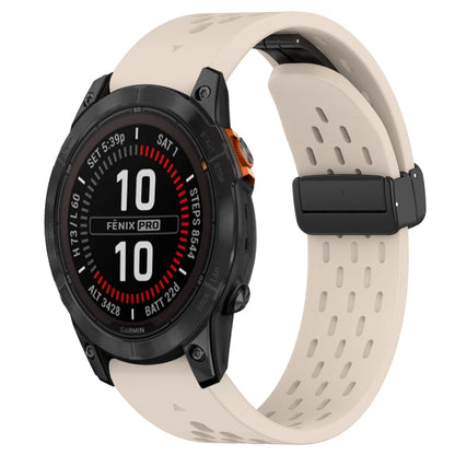 For Garmin Fenix 7S Hole Folding Buckle 20mm Silicone Watch Band(Starlight Color) - Watch Bands by buy2fix | Online Shopping UK | buy2fix