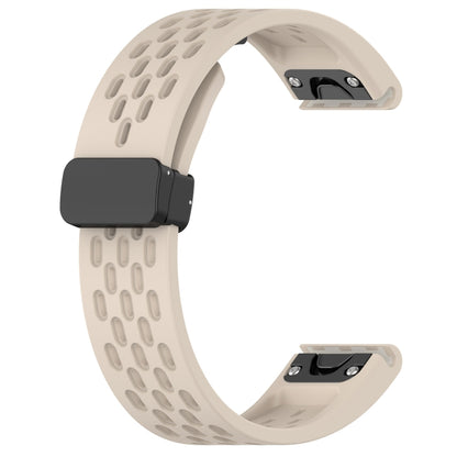 For Garmin Fenix 7S Solar Hole Folding Buckle 20mm Silicone Watch Band(Starlight Color) - Watch Bands by buy2fix | Online Shopping UK | buy2fix