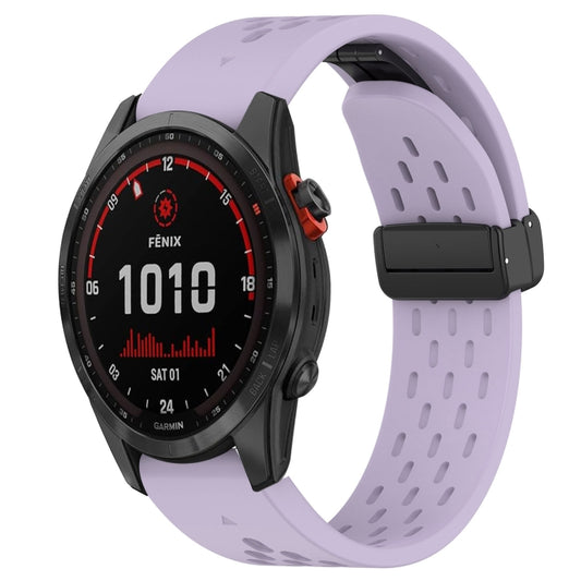 For Garmin Fenix 7S Solar Hole Folding Buckle 20mm Silicone Watch Band(Purple) - Watch Bands by buy2fix | Online Shopping UK | buy2fix