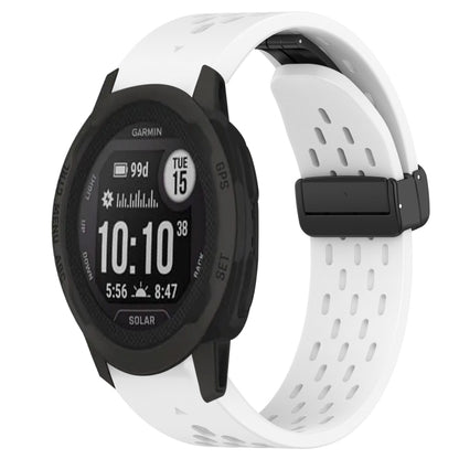For Garmin Instinct 2S Hole Folding Buckle 20mm Silicone Watch Band(White) - Watch Bands by buy2fix | Online Shopping UK | buy2fix