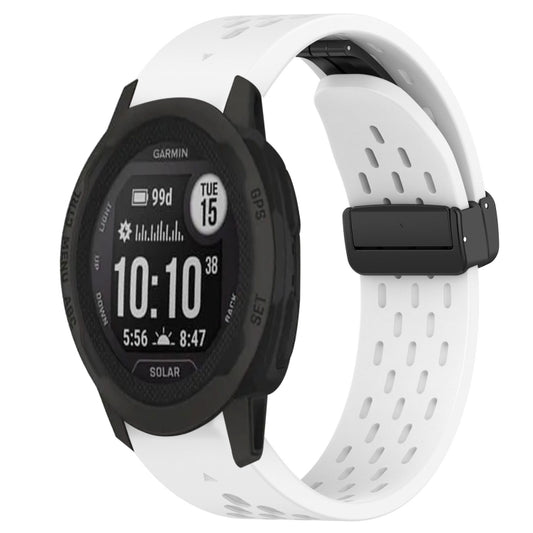 For Garmin Instinct 2S Hole Folding Buckle 20mm Silicone Watch Band(White) - Watch Bands by buy2fix | Online Shopping UK | buy2fix