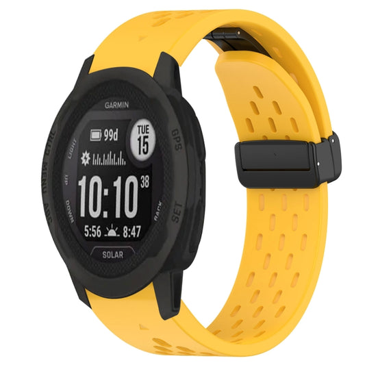 For Garmin Instinct 2S Hole Folding Buckle 20mm Silicone Watch Band(Yellow) - Watch Bands by buy2fix | Online Shopping UK | buy2fix