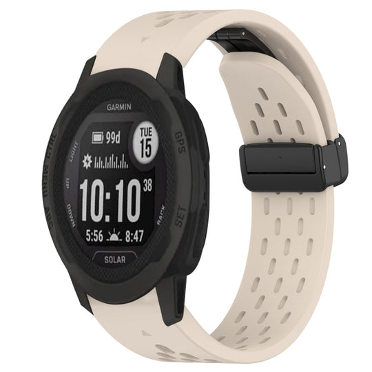 For Garmin Instinct 2S Hole Folding Buckle 20mm Silicone Watch Band(Starlight Color)
