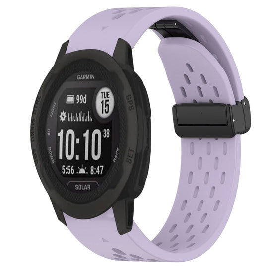 For Garmin Instinct 2S Hole Folding Buckle 20mm Silicone Watch Band(Purple)