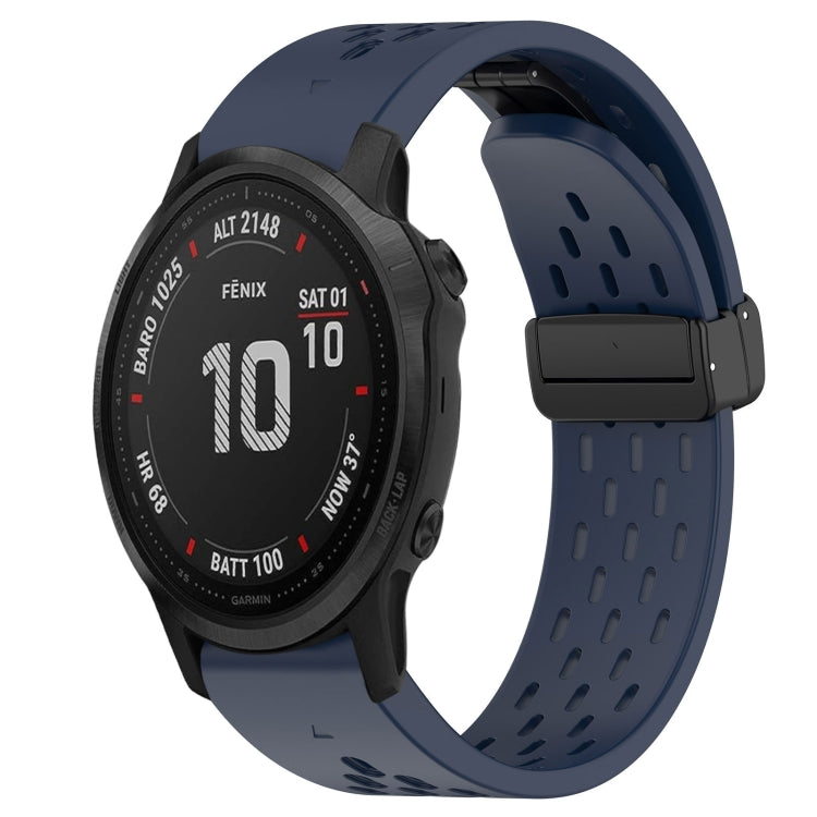 For Garmin Fenix 6S Hole Folding Buckle 20mm Silicone Watch Band(Midnight Blue) - Watch Bands by buy2fix | Online Shopping UK | buy2fix
