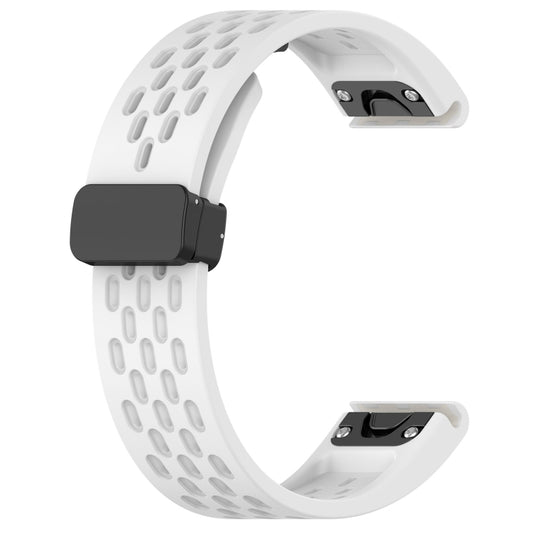 For Garmin Fenix 6S Pro Hole Folding Buckle 20mm Silicone Watch Band(White) - Watch Bands by buy2fix | Online Shopping UK | buy2fix
