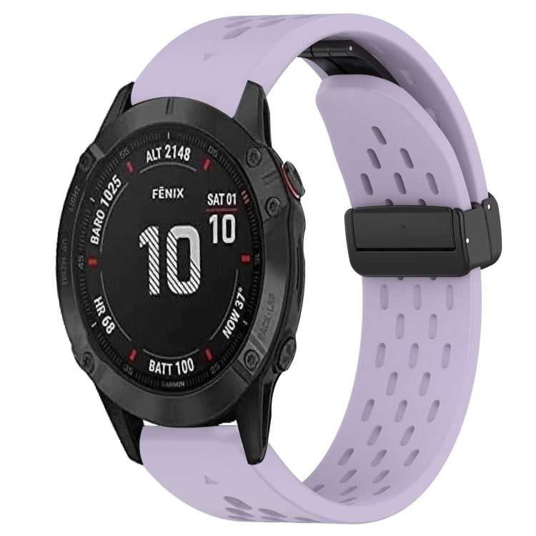 For Garmin Fenix 6S Pro Hole Folding Buckle 20mm Silicone Watch Band(Purple) - Watch Bands by buy2fix | Online Shopping UK | buy2fix