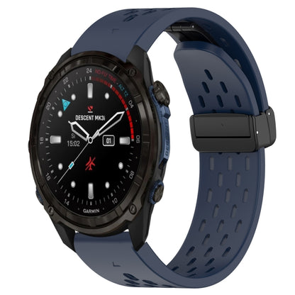 For Garmin Descent Mk3i 43mm Hole Folding Buckle 20mm Silicone Watch Band(Midnight Blue) - Watch Bands by buy2fix | Online Shopping UK | buy2fix