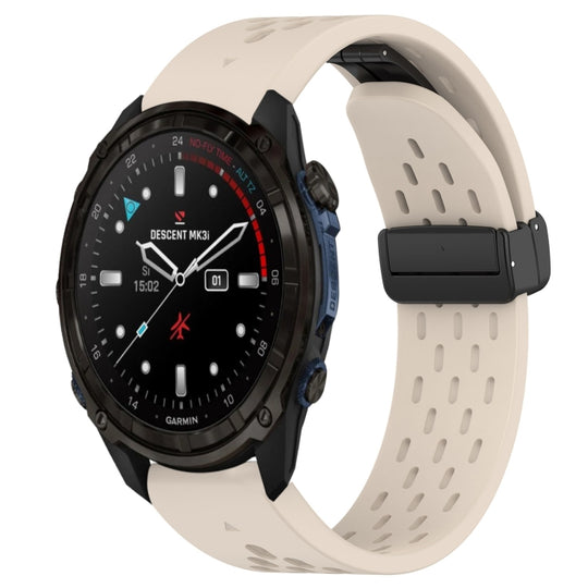 For Garmin Descent Mk3i 43mm Hole Folding Buckle 20mm Silicone Watch Band(Starlight Color)