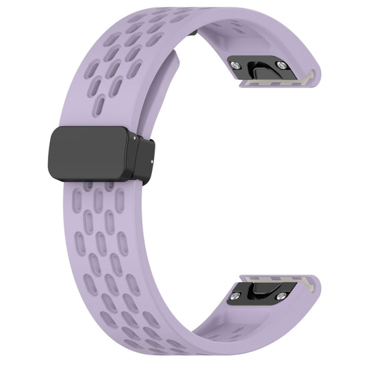 For Garmin Descent Mk3i 43mm Hole Folding Buckle 20mm Silicone Watch Band(Purple) - Watch Bands by buy2fix | Online Shopping UK | buy2fix