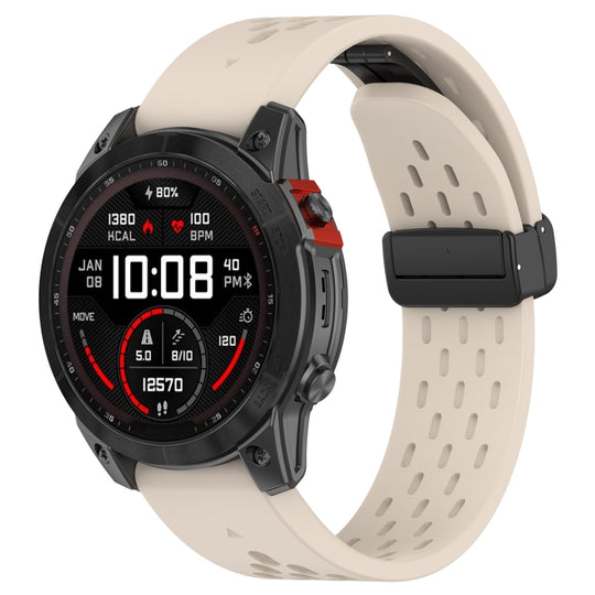 For Garmin Enduro 2 / Enduro Quick Release Holes Magnetic Buckle Silicone Watch Band(Starlight Color)