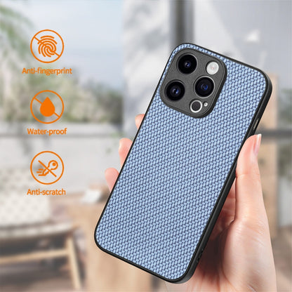 For iPhone 15 Pro ENKAY Fiber Leather Skin PC Phone Case with High Aluminum-silicon Glass Film(Black) - iPhone 15 Pro Cases by ENKAY | Online Shopping UK | buy2fix