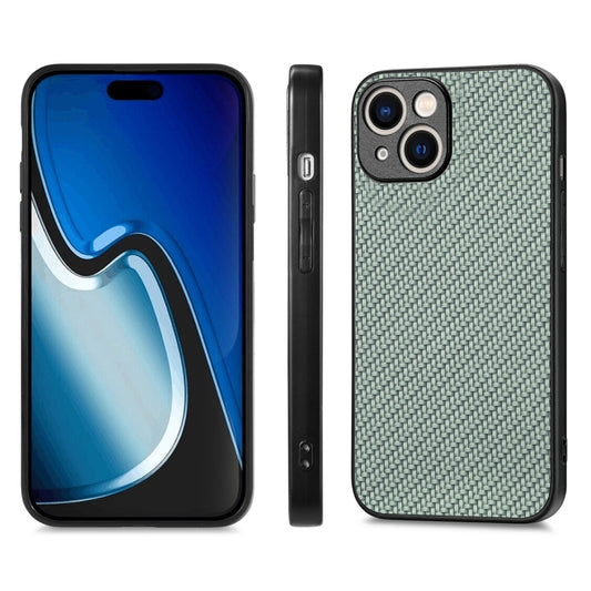 For iPhone 15 Plus ENKAY Fiber Leather Skin PC Phone Case with High Aluminum-silicon Glass Film(Green) - iPhone 15 Plus Cases by ENKAY | Online Shopping UK | buy2fix