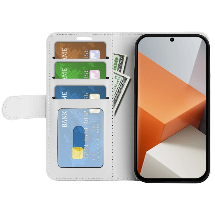 For Xiaomi Redmi Note 13 Pro+ R64 Texture Horizontal Flip Leather Phone Case(White) - Xiaomi Cases by buy2fix | Online Shopping UK | buy2fix