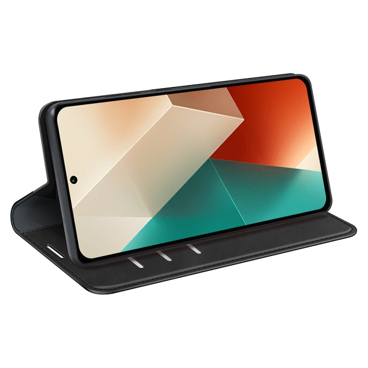 For Xiaomi Redmi Note 13 5G Retro-skin Magnetic Suction Leather Phone Case(Black) - Xiaomi Cases by buy2fix | Online Shopping UK | buy2fix