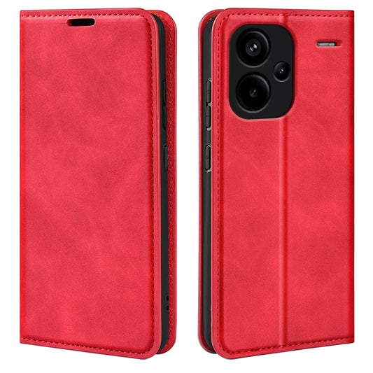 For Xiaomi Redmi Note 13 Pro+ Retro-skin Magnetic Suction Leather Phone Case(Red) - Xiaomi Cases by buy2fix | Online Shopping UK | buy2fix
