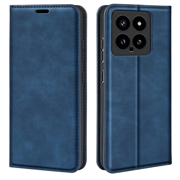For Xiaomi 14 Retro-skin Magnetic Suction Leather Phone Case(Dark Blue) - Xiaomi Cases by buy2fix | Online Shopping UK | buy2fix