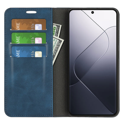 For Xiaomi 14 Retro-skin Magnetic Suction Leather Phone Case(Dark Blue) - Xiaomi Cases by buy2fix | Online Shopping UK | buy2fix