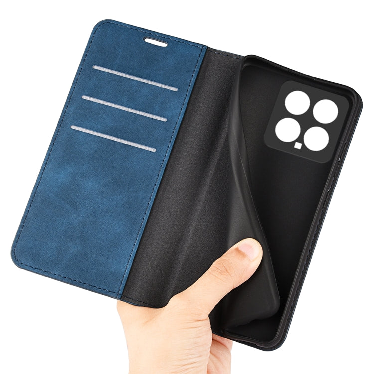 For Xiaomi 14 Retro-skin Magnetic Suction Leather Phone Case(Dark Blue) - Xiaomi Cases by buy2fix | Online Shopping UK | buy2fix