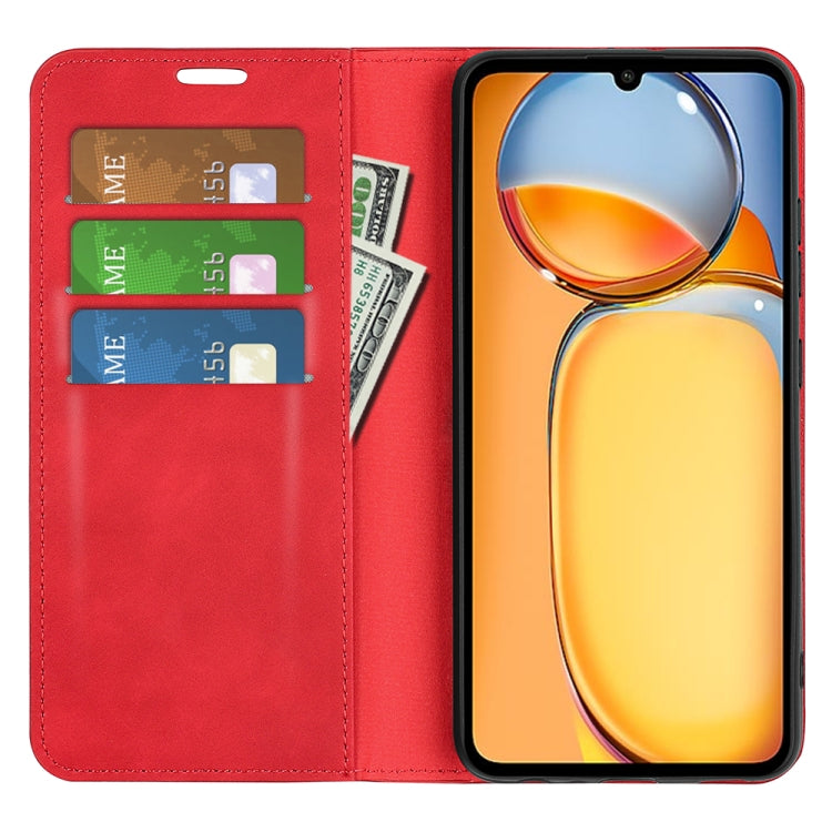 For Xiaomi Redmi 13C Retro-skin Magnetic Suction Leather Phone Case(Red) by buy2fix
