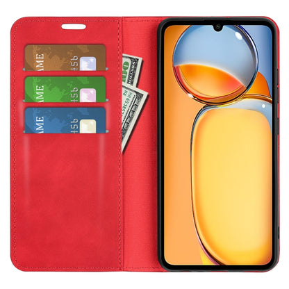 For Xiaomi Redmi 13C Retro-skin Magnetic Suction Leather Phone Case(Red) by buy2fix